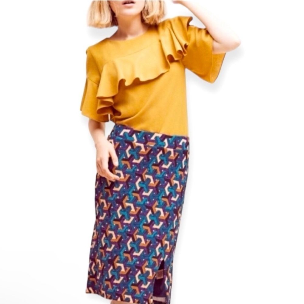 Anthropologie Maeve Geometric Print Bodycon Stretch‎ Casual Skirt​​​